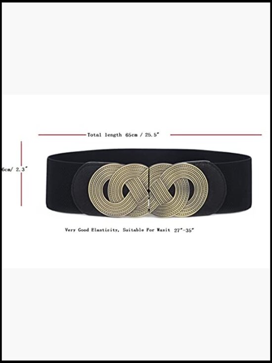 3 Pack Vintage Wide Elastic Stretch Waist Belt Set - Metal Buckle main image 7